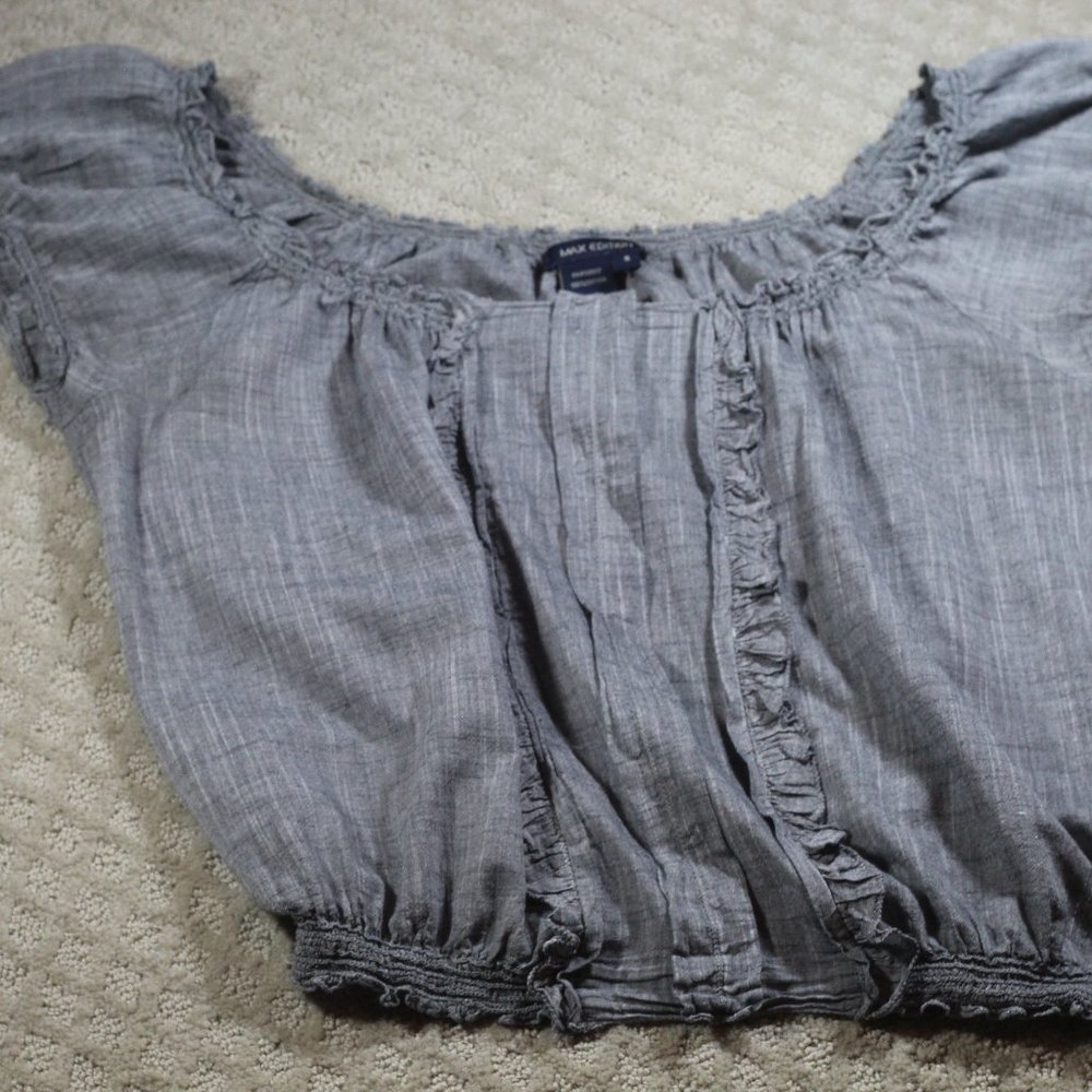 Max Edition Size S Grey Light Weight Cotton Crop Top